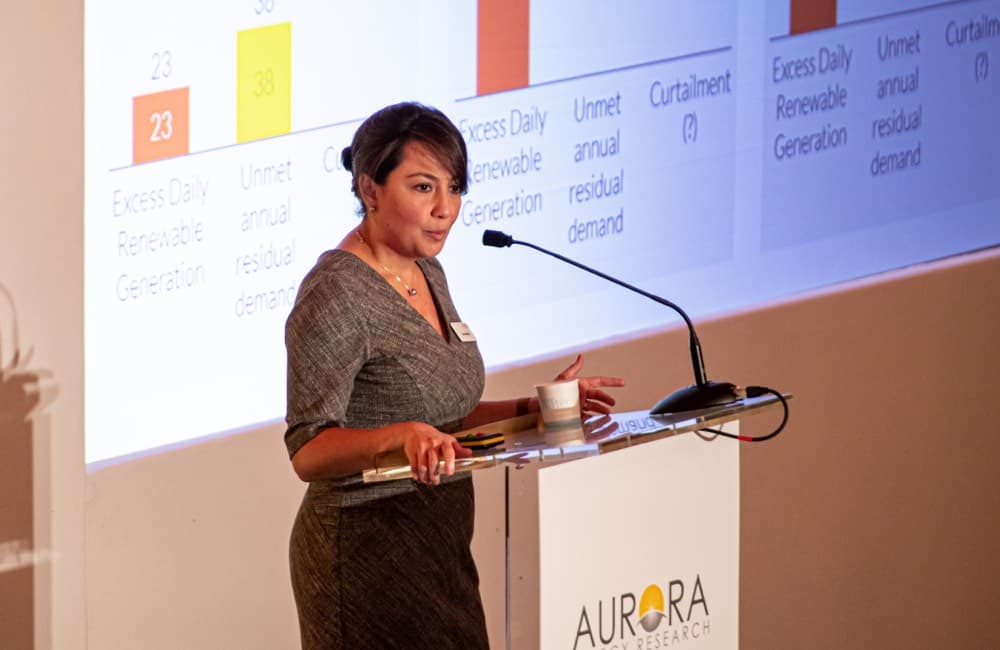 Ana Barillas speaking at the Aurora Battery Conference 2019